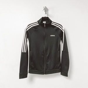 Adidas Classic Stripe Tricot Full Zip Casual Long Sleeve Jacket‎ Black Small